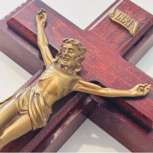 DIVINITY Crucifix Sick Call Set JESUS HEAL Wood Cross Original Antique Fine Art
